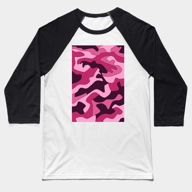 Pink Camo Baseball T-Shirt by cherubi19